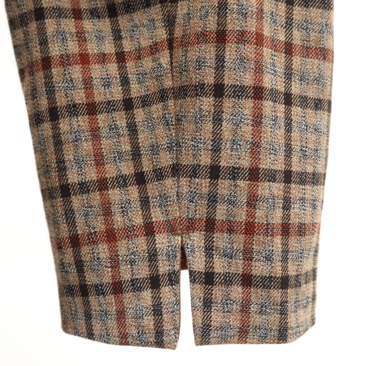 Aquascutum アクアスキュータム チェック柄 ノーカラーコート M ブラウン系 スプリング レディース