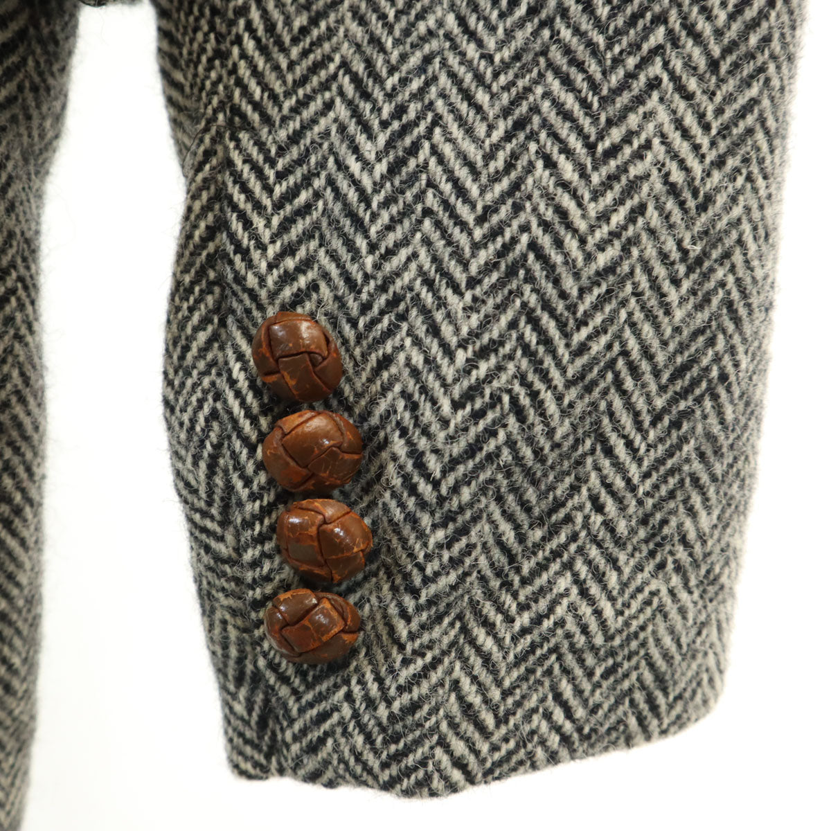 Polo by Ralph Lauren ポロバイラルフローレン 80s ヴィンテージ 緑タグ ヘリンボーン テーラードジャケット 16 ブラック レディース