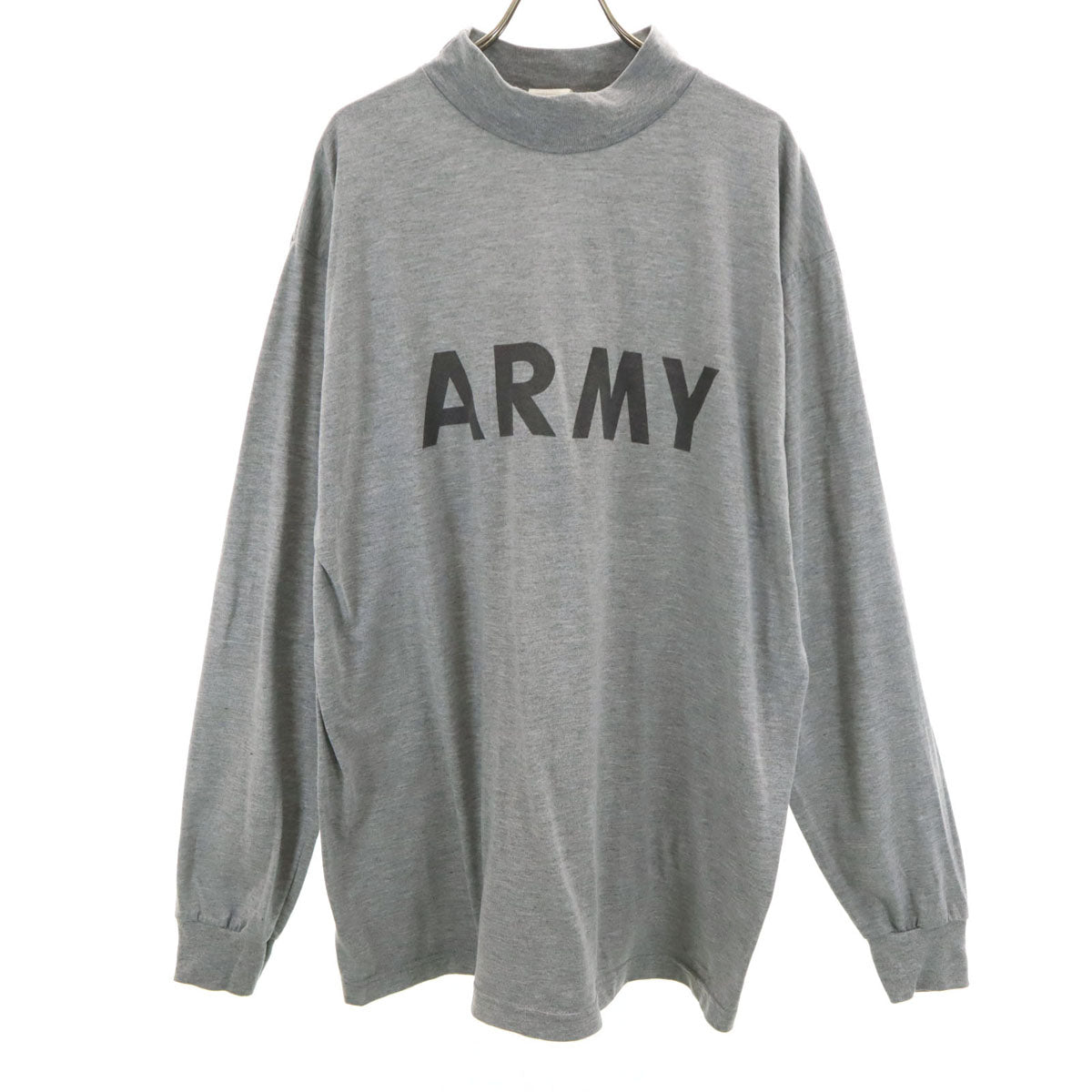 US ARMY アメリカ軍 トレーニング ARMY 長袖 モックネック Tシャツ L グレー ロンT メンズ