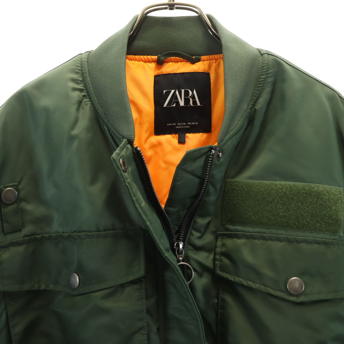 ZARA ザラ ショート丈 フライトジャケット L-XL カーキ レディース