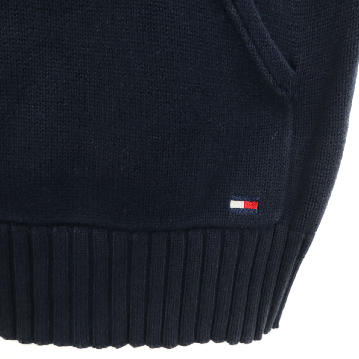 TOMMY HILFIGER トミーヒルフィガー 90s オールド 長袖 ニット パーカー XS ネイビー メンズ