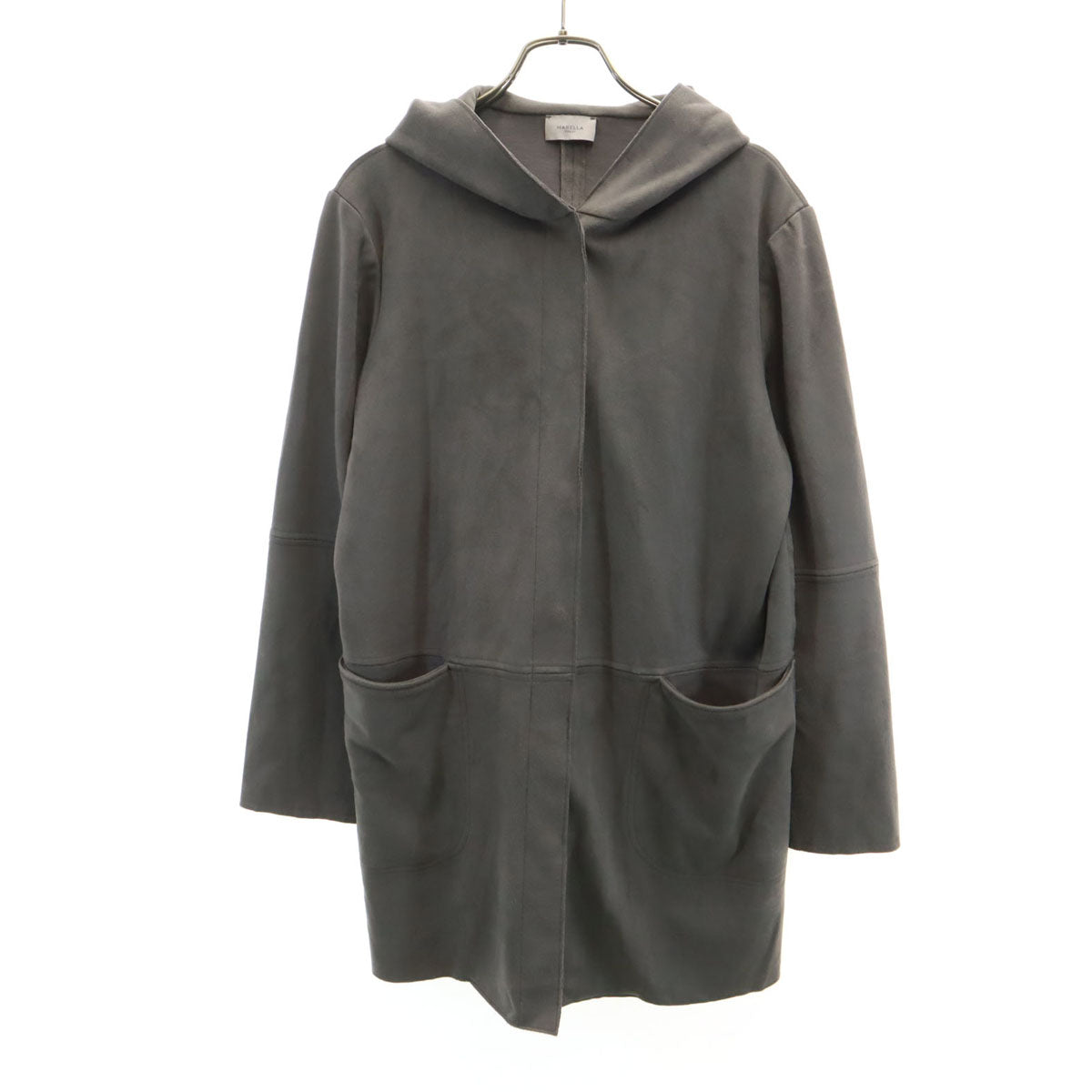 MARELLA sport マレーラ スポーツ フェイクスエード フーデッド コート M グレー レディース