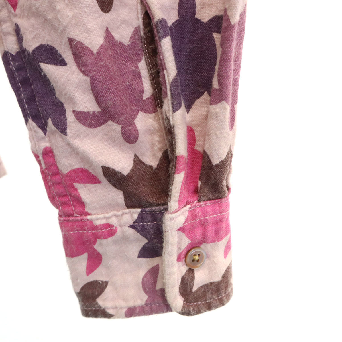 reyn spooner レインスプーナー ホヌ柄 長袖 プルオーバー ボタンダウンシャツ XS ピンク 亀 レディース