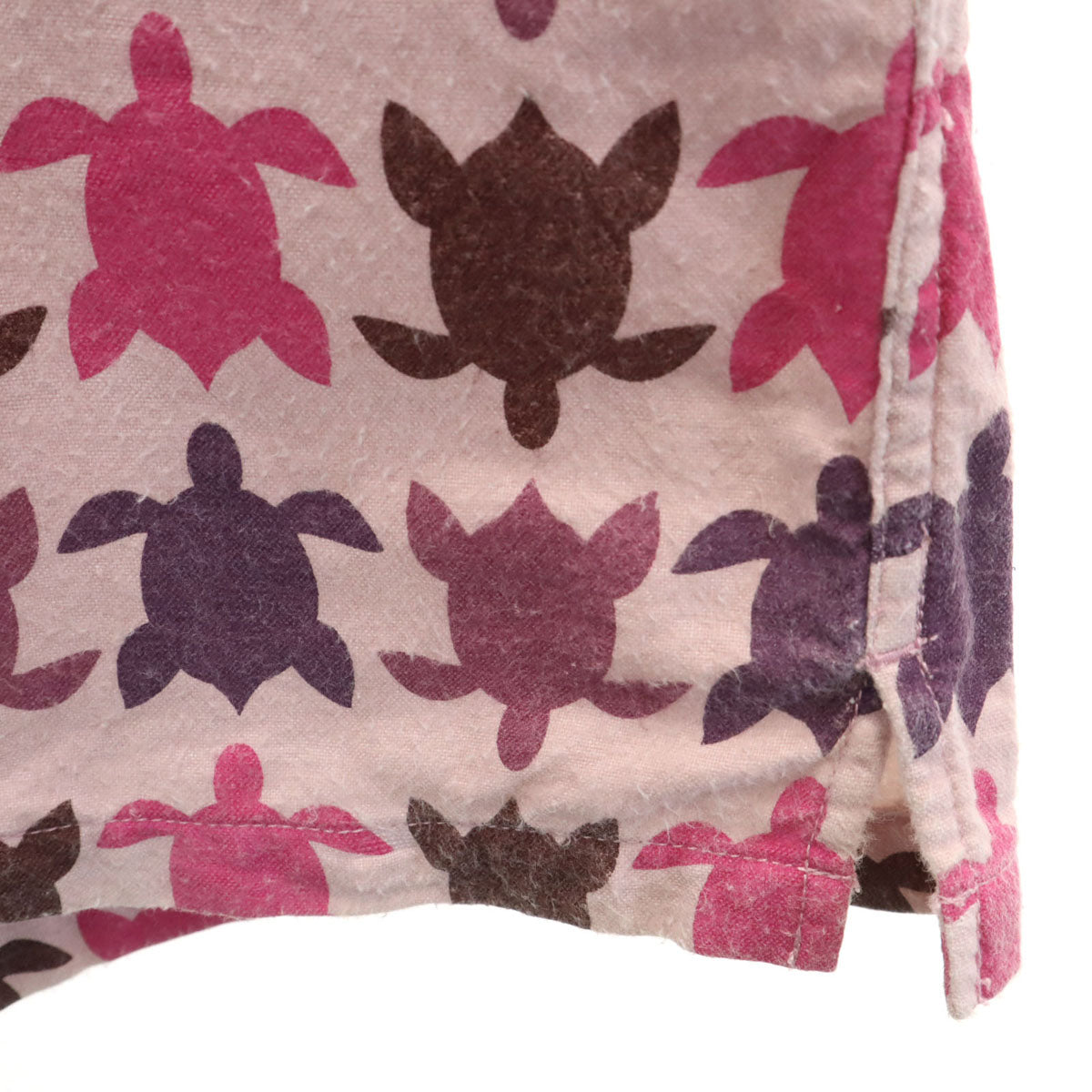 reyn spooner レインスプーナー ホヌ柄 長袖 プルオーバー ボタンダウンシャツ XS ピンク 亀 レディース