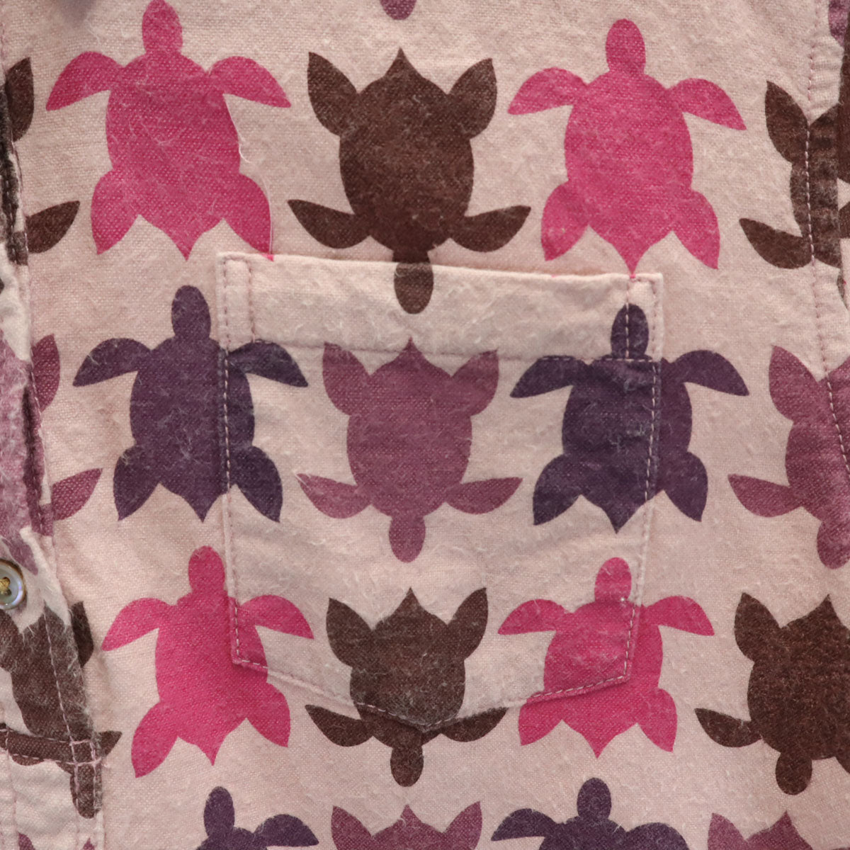 reyn spooner レインスプーナー ホヌ柄 長袖 プルオーバー ボタンダウンシャツ XS ピンク 亀 レディース