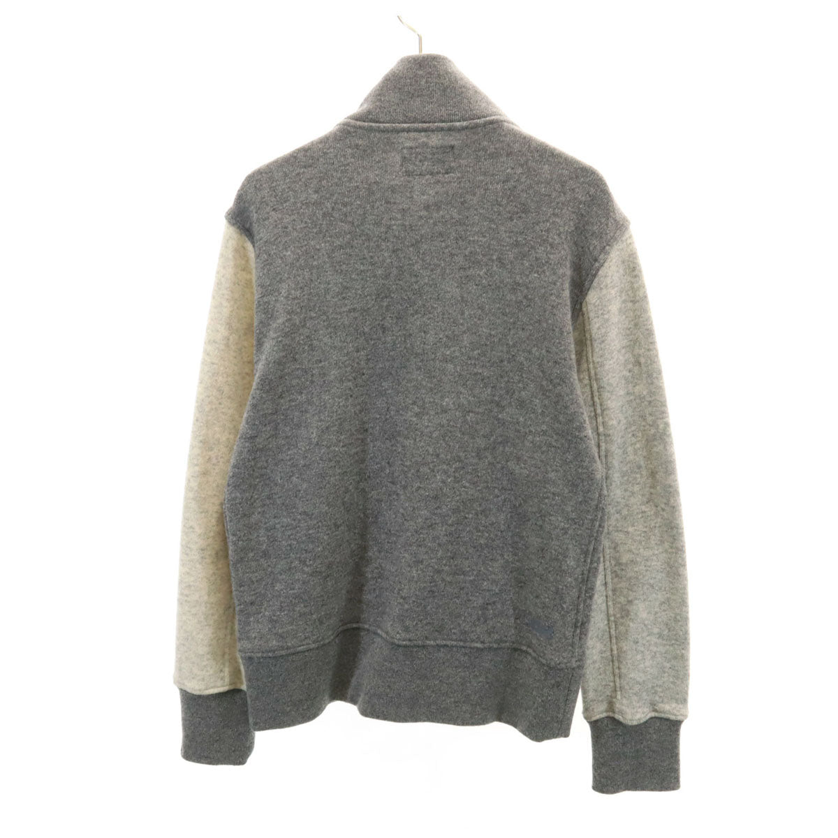 美品 LOOPWHEELER ループウィラー 日本製 ニット スタジャン S グレー ブルゾン メンズ