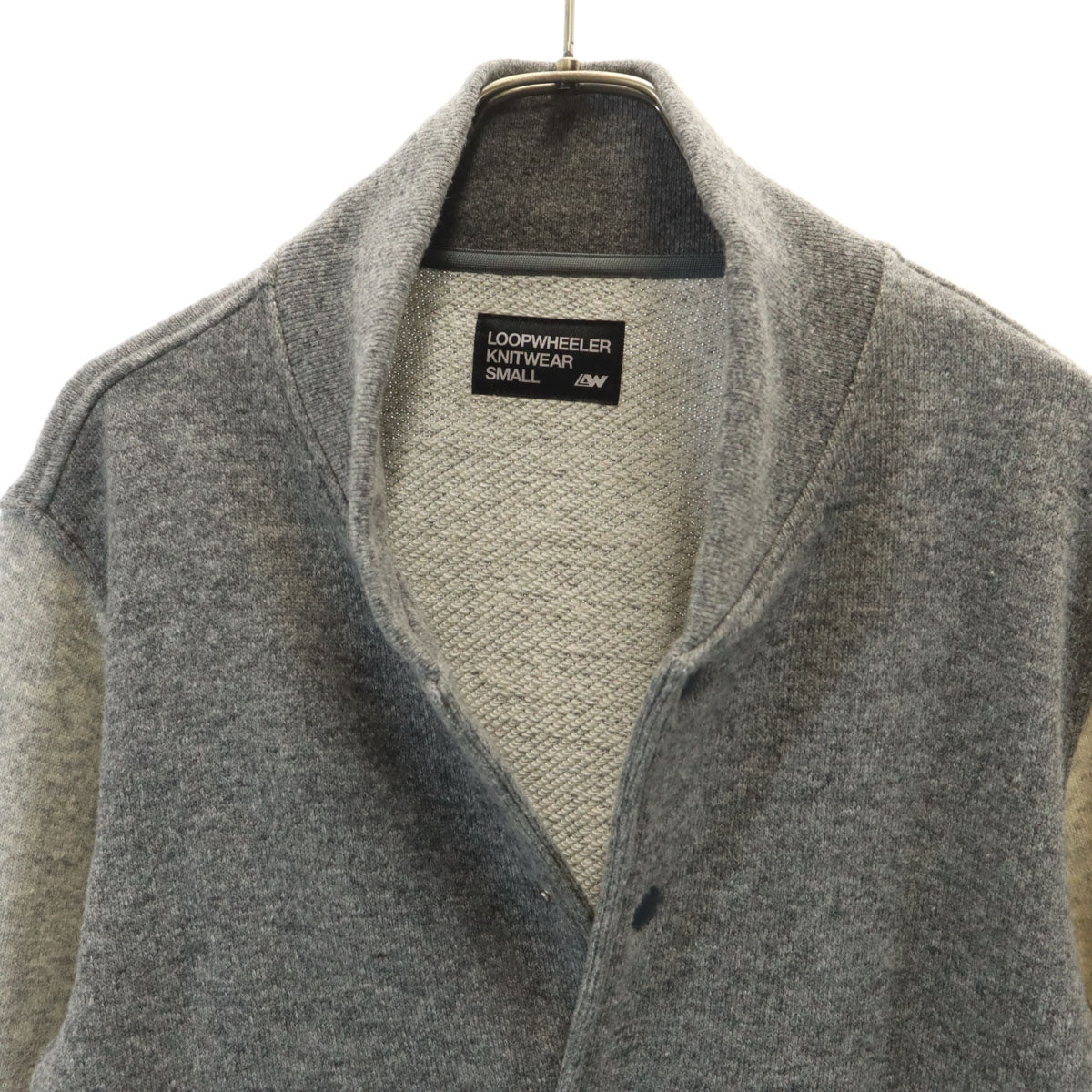 美品 LOOPWHEELER ループウィラー 日本製 ニット スタジャン S グレー ブルゾン メンズ