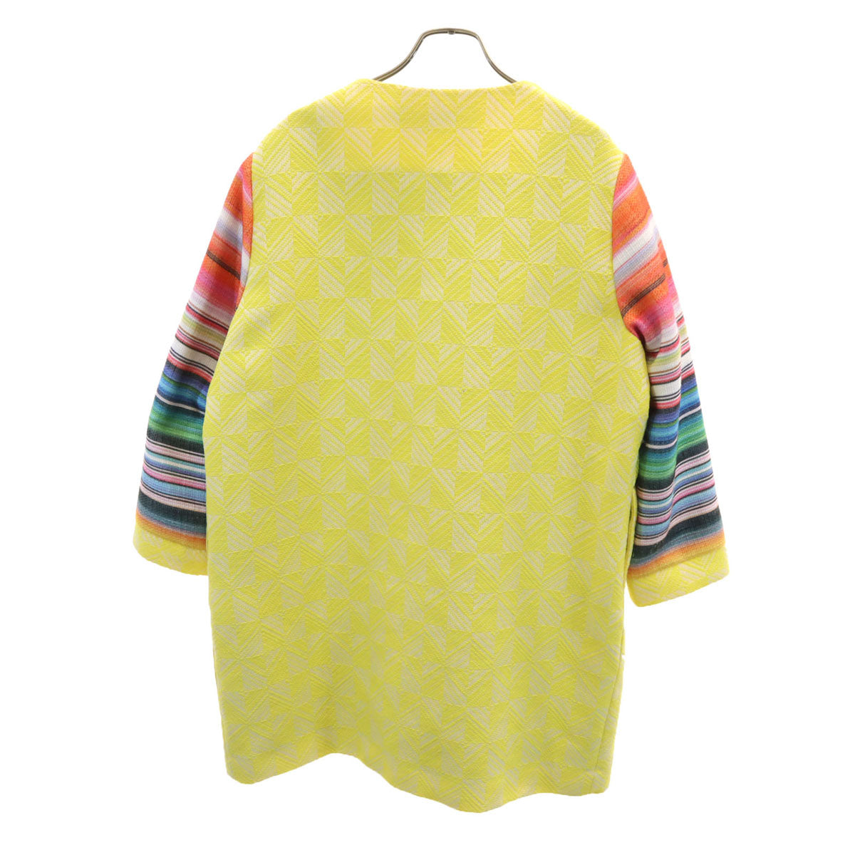 Desigual デシグアル Christian Lacroix クリスチャン・ラクロワ コラボ 総柄 ノーカラーコート 46 イエロー レディース