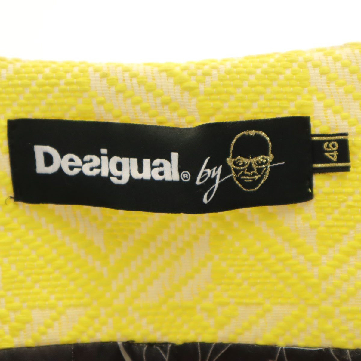 Desigual デシグアル Christian Lacroix クリスチャン・ラクロワ コラボ 総柄 ノーカラーコート 46 イエロー レディース