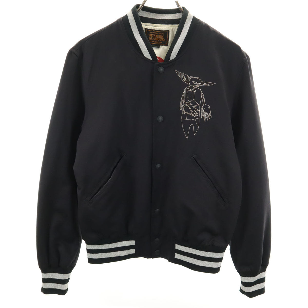 HYSTERIC GLAMOUR ヒステリックグラマー FUTURA フューチュラ コラボ バック刺繍 サテン ジャケット S ブラック メンズ