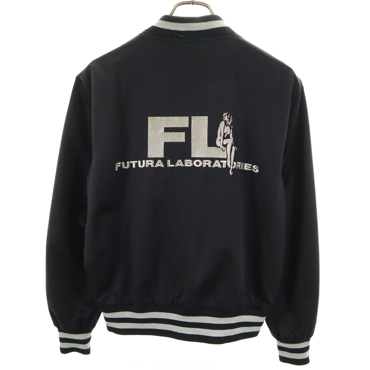 HYSTERIC GLAMOUR ヒステリックグラマー FUTURA フューチュラ コラボ バック刺繍 サテン ジャケット S ブラック メンズ