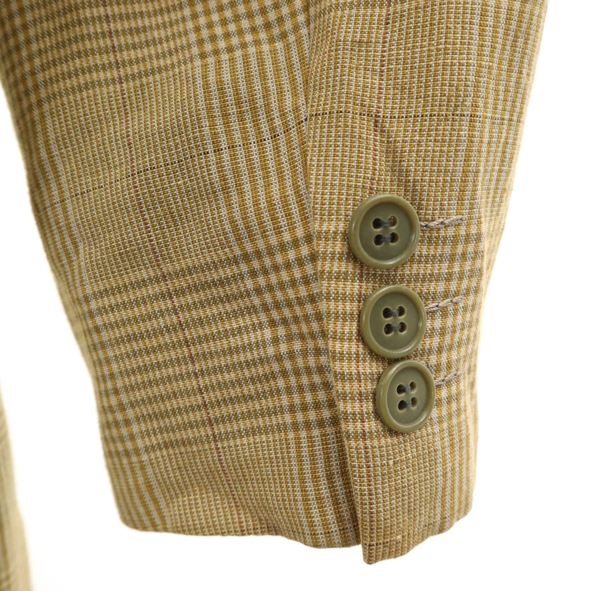 Emporio Armani エンポリオアルマーニ 90s イタリア製 リネンブレンド オールド チェック柄 テーラードジャケット 48 ベージュ メンズ
