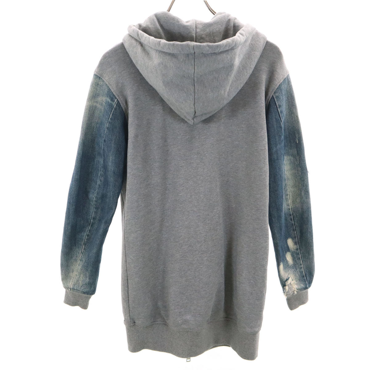 DIESEL ディーゼル 長袖 デニム切替 ジップパーカー S グレー レディース