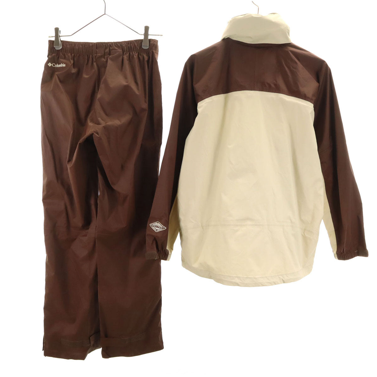 Columbia コロンビア レインジャケット 上下 セットアップ M ブラウン系 収納袋付き アウトドア レディース