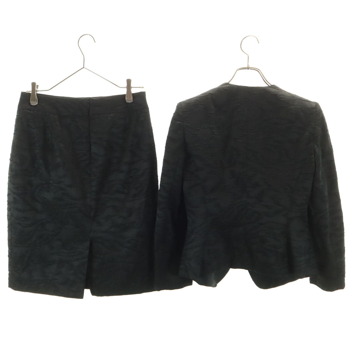 ARMANI COLLEZIONI アルマーニコレッツォーニ ジャガード スカートスーツ 上下 セットアップ 38 ブラック レディース