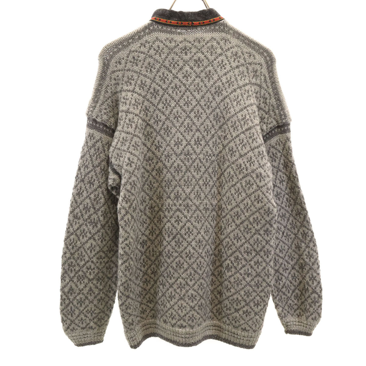 VINTAGE ヴィンテージ 80s ノルディック柄 長袖 チロリアン セーター グレー レディース
