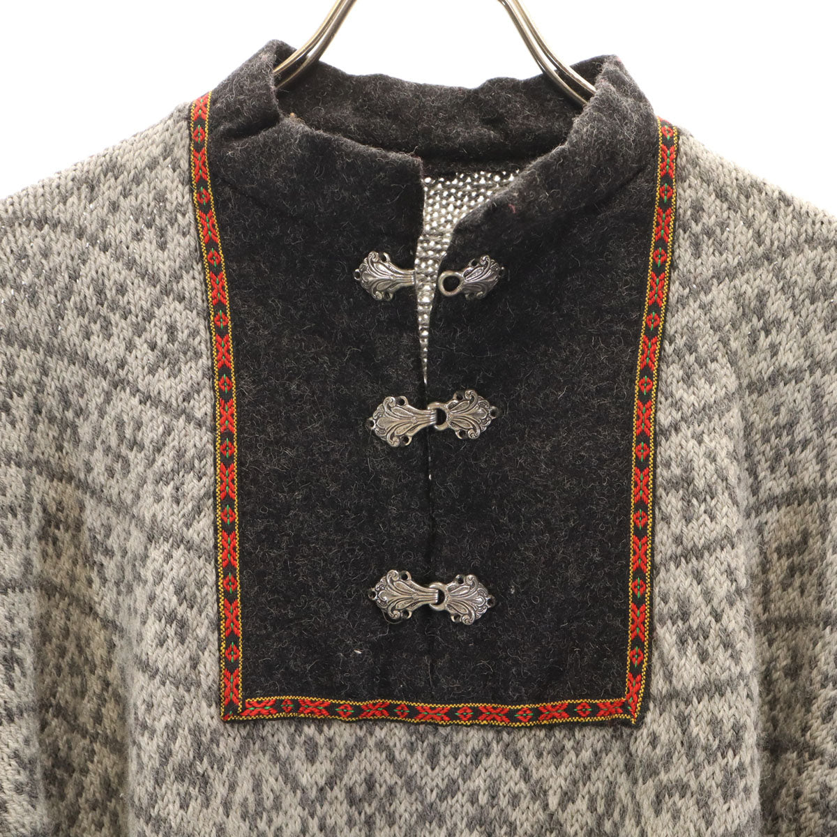 VINTAGE ヴィンテージ 80s ノルディック柄 長袖 チロリアン セーター グレー レディース