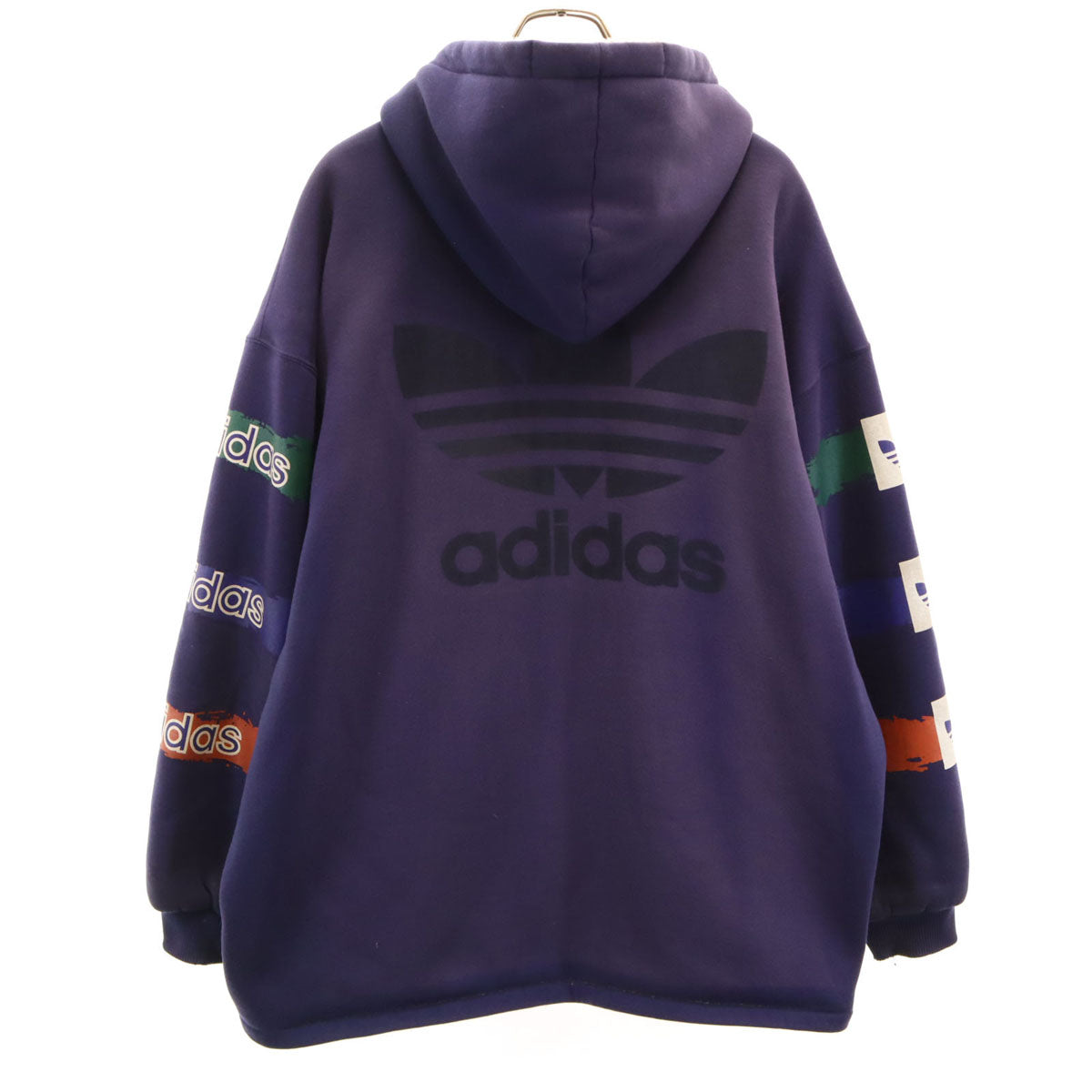 adidas アディダス 80s ヴィンテージ デサント製 トレフォイルロゴ 長袖 フリース ジップパーカー o ネイビー メンズ