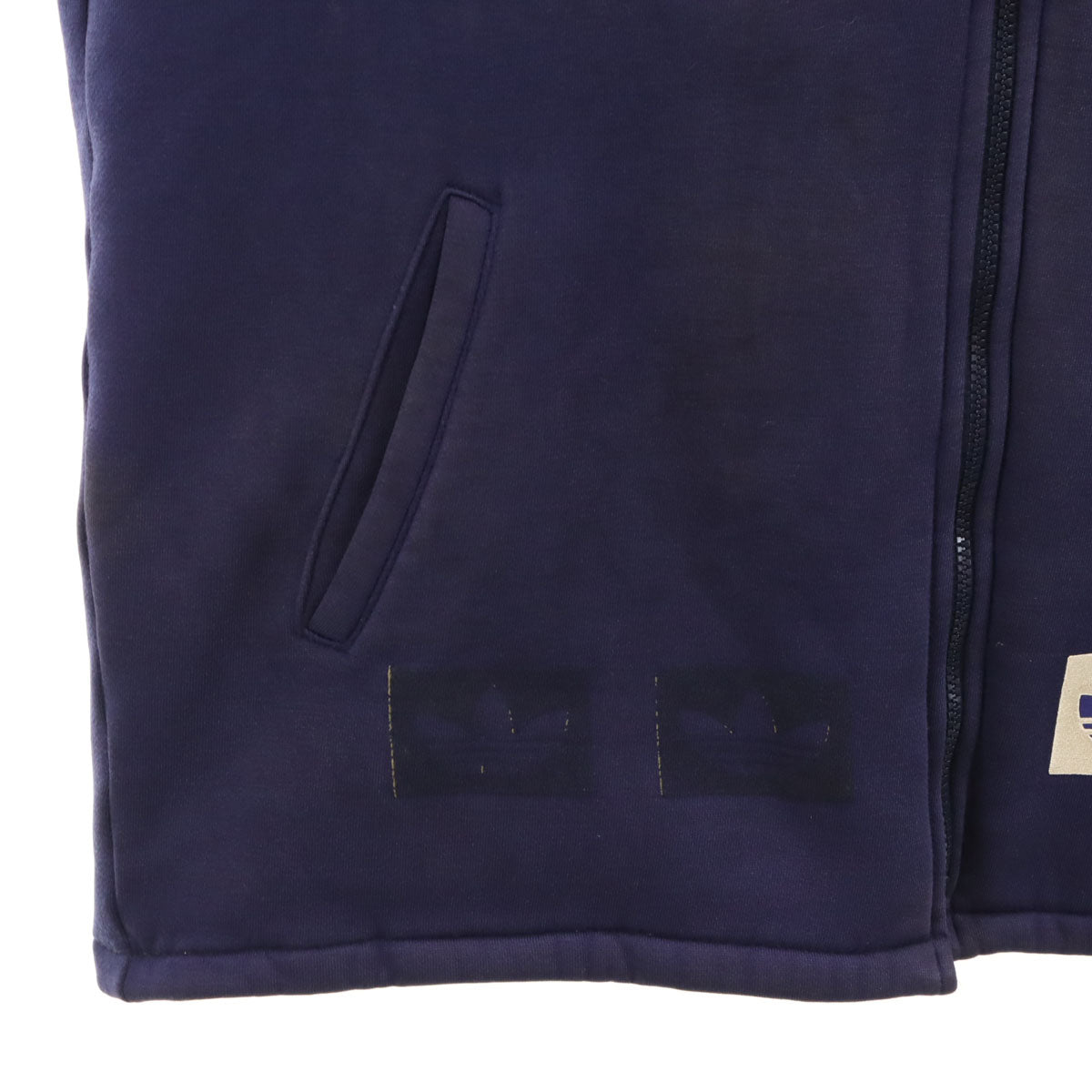 adidas アディダス 80s ヴィンテージ デサント製 トレフォイルロゴ 長袖 フリース ジップパーカー o ネイビー メンズ