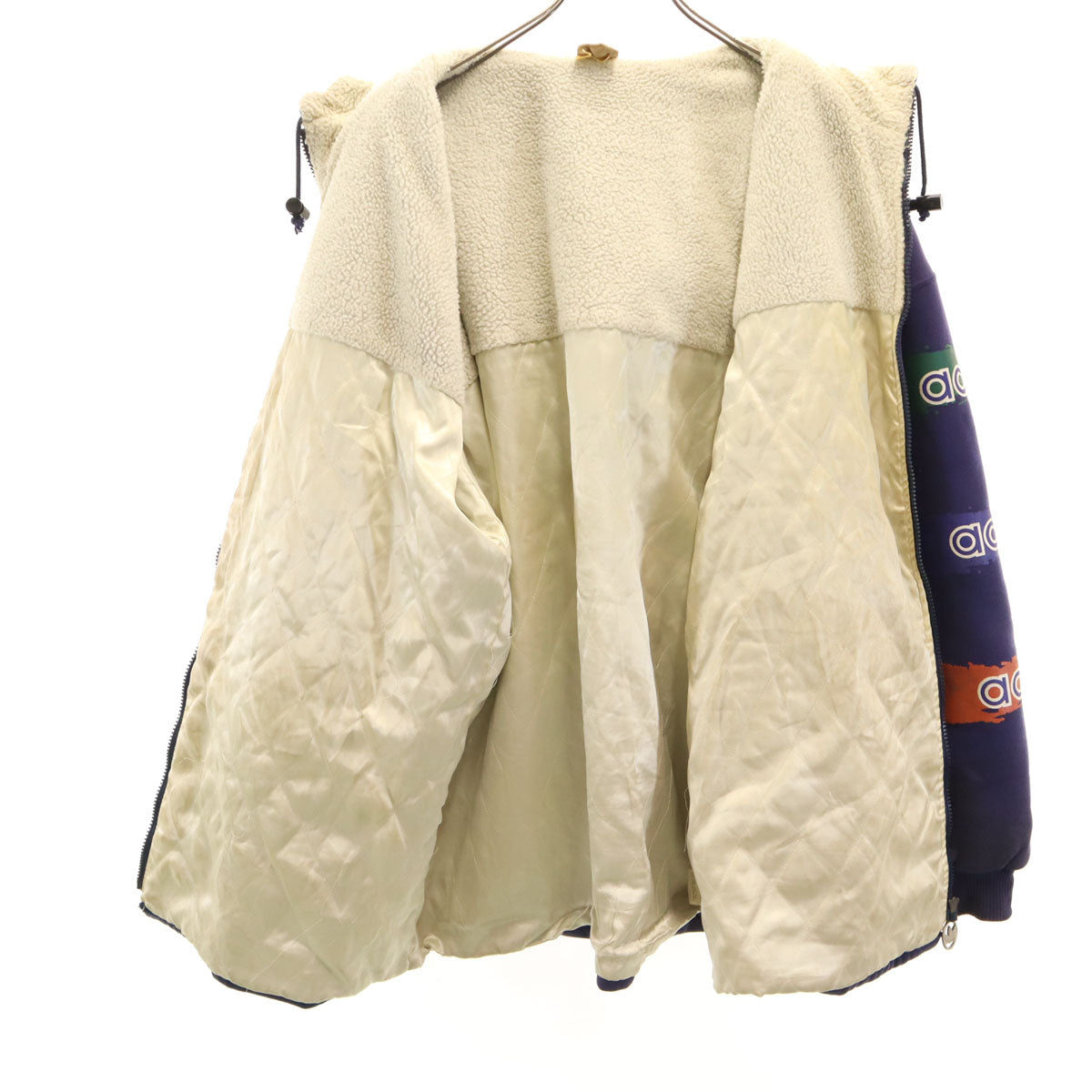 adidas アディダス 80s ヴィンテージ デサント製 トレフォイルロゴ 長袖 フリース ジップパーカー o ネイビー メンズ