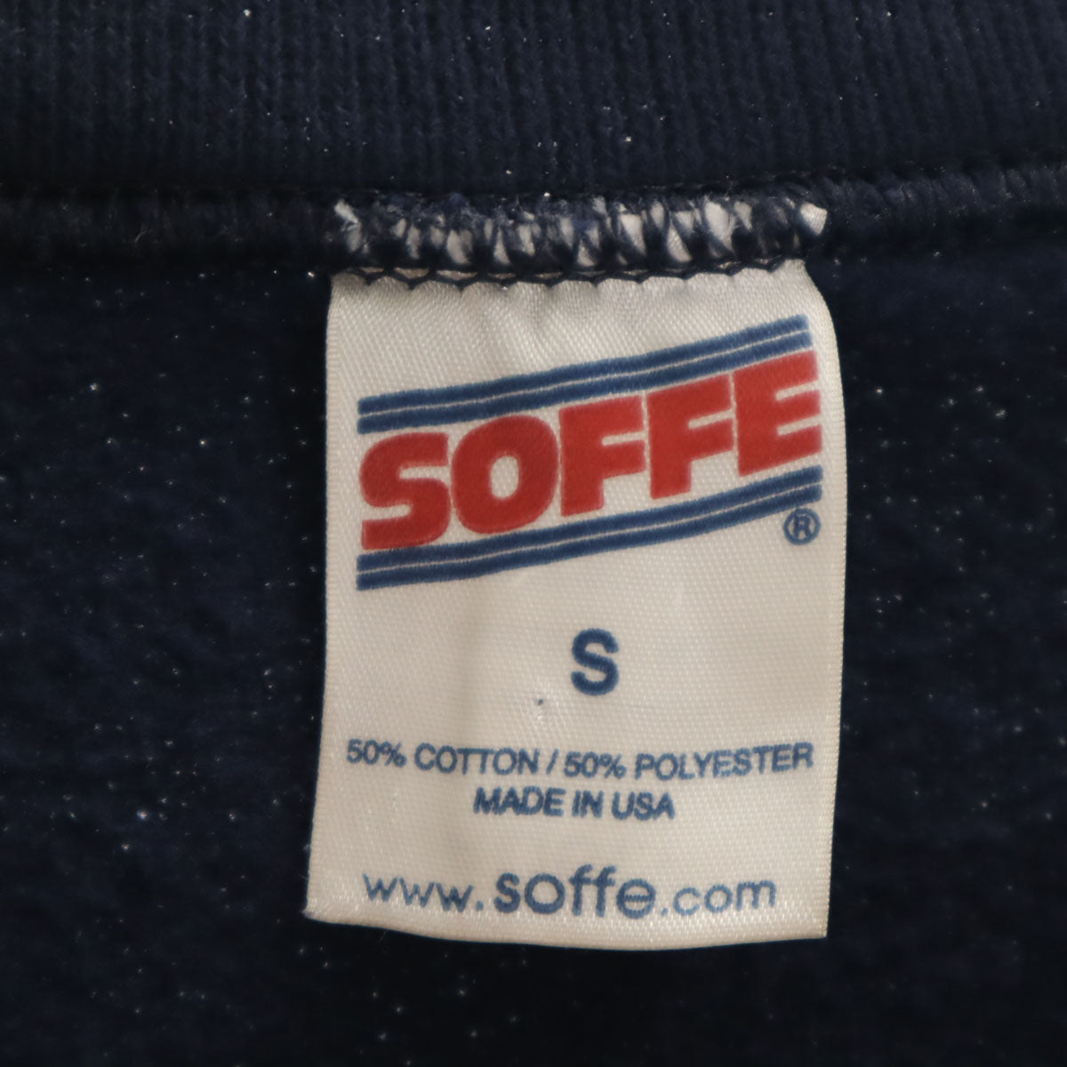 SOFFE ソフィー 90s オールドUSA製 長袖 U.S.NAVY スウェット S ネイビー 裏起毛 前V メンズ