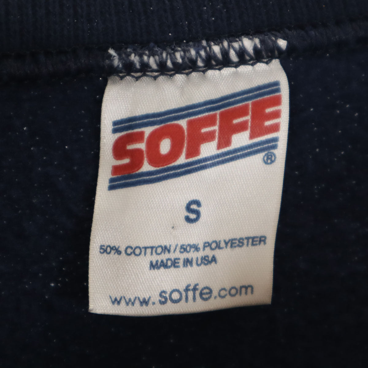 SOFFE ソフィー 90s オールドUSA製 長袖 U.S.NAVY スウェット S ネイビー 裏起毛 前V メンズ