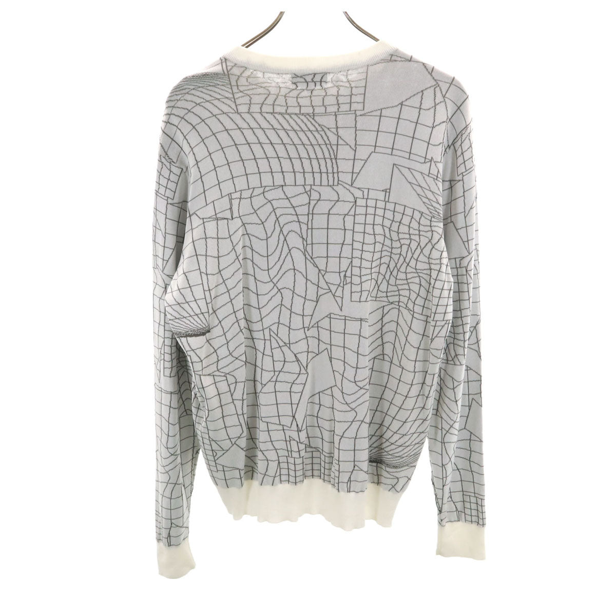 LANVIN SPORT ランバンスポール 幾何学柄 長袖 ニット 40 ホワイト メンズ