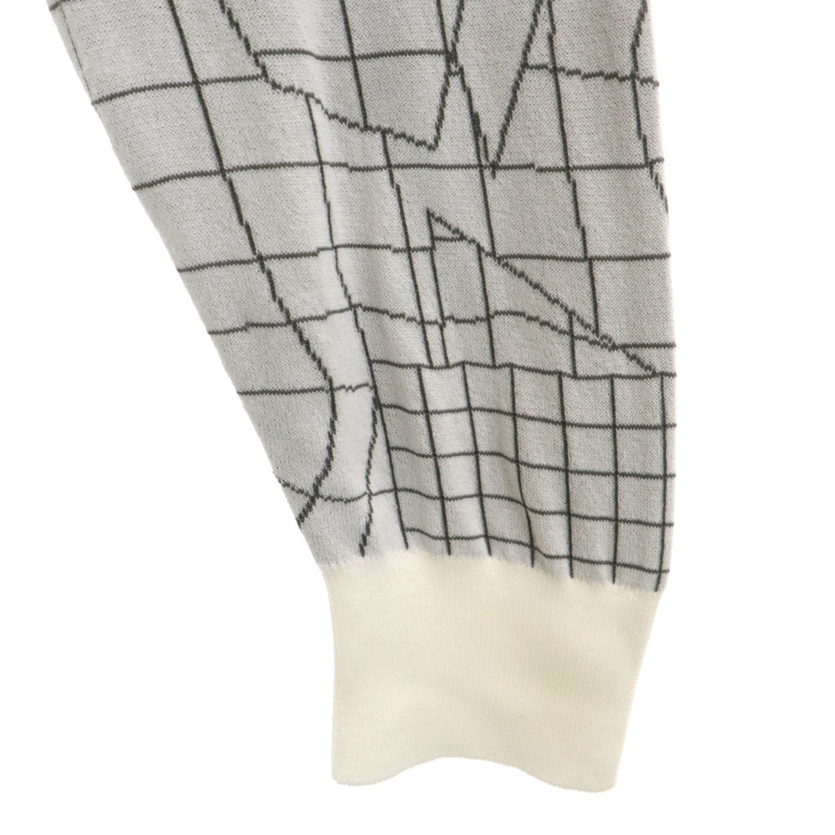 LANVIN SPORT ランバンスポール 幾何学柄 長袖 ニット 40 ホワイト メンズ