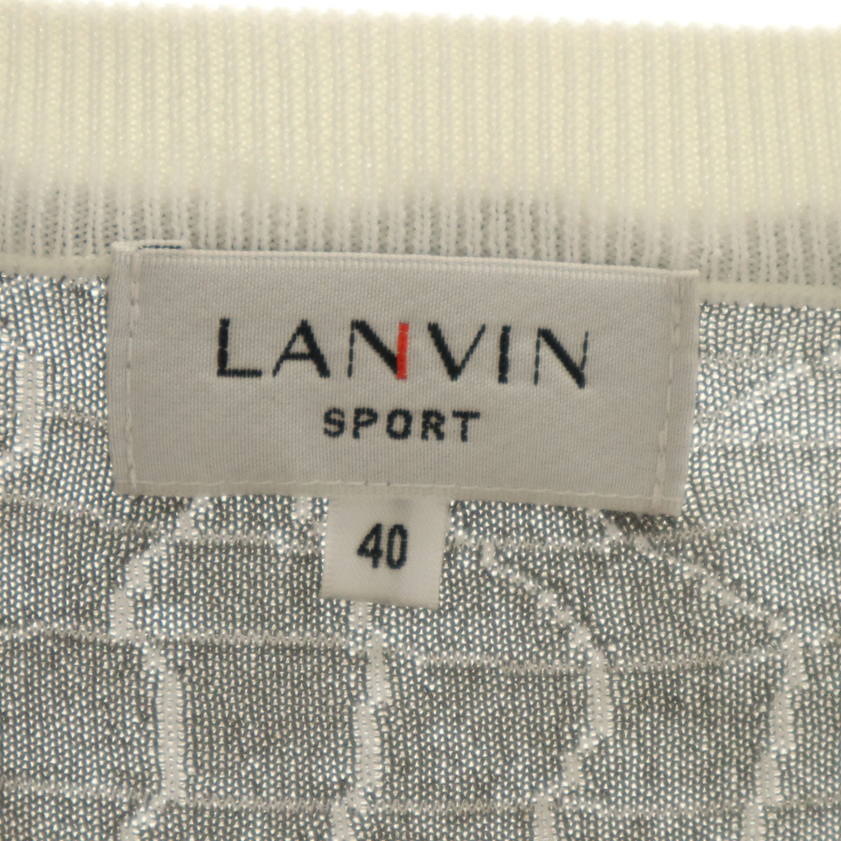 LANVIN SPORT ランバンスポール 幾何学柄 長袖 ニット 40 ホワイト メンズ