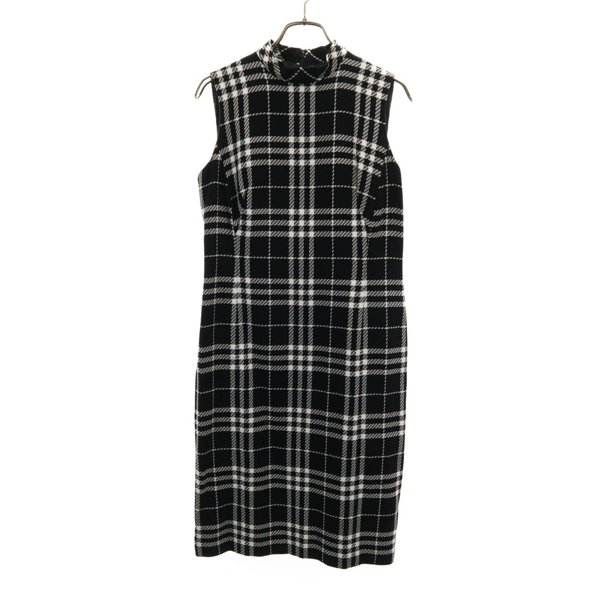 BURBERRY LONDON バーバリーロンドン チェック柄 ノースリーブ ワンピース 40 ブラック 三陽商会 レディース
