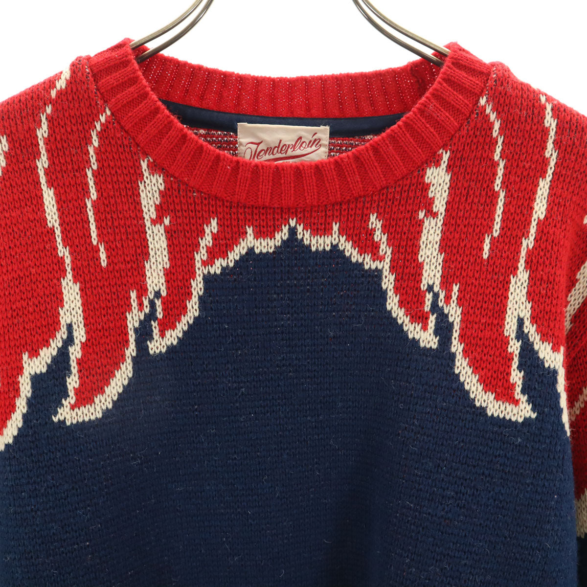 TENDERLOIN テンダーロイン 15AW 日本製 ウールブレンド ウィング柄 長袖 セーター XS レッド メンズ
