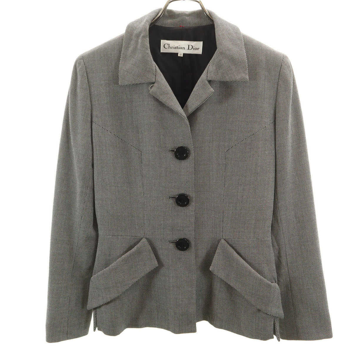 Christian Dior クリスチャンディオール 90s オールド バーズアイ ジャケット 11 ブラック レディース