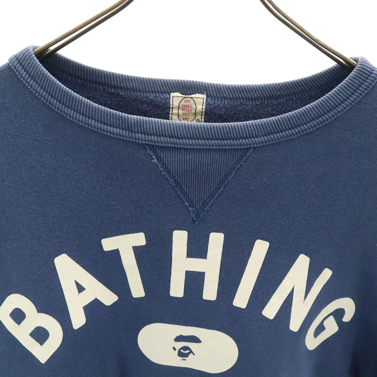 A BATHING APE アベイシングエイプ 日本製 長袖 スウェット トレーナー S ネイビー レディース