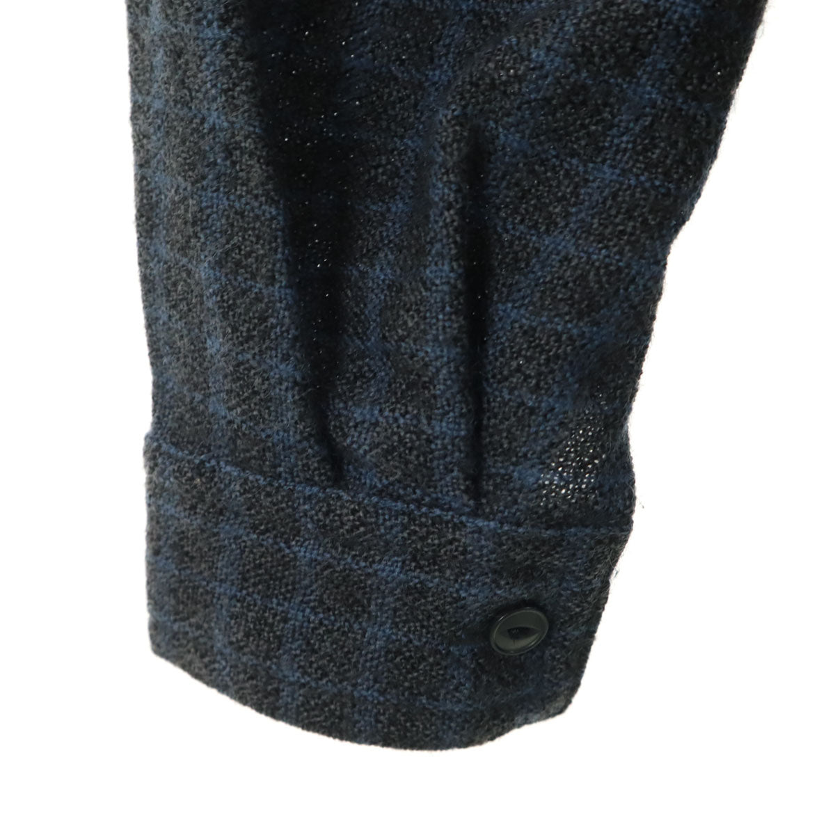 ISSEY MIYAKE イッセイミヤケ 70s 日本製 ヴィンテージ チェック柄 長袖 オープンカラー ウールシャツ 7 チャコールグレー レディース