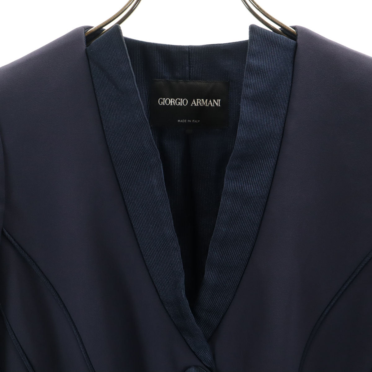 GIORGIO ARMANI ジョルジオアルマーニ イタリア製 シルク100％ ジャケット 38 ネイビー レディース