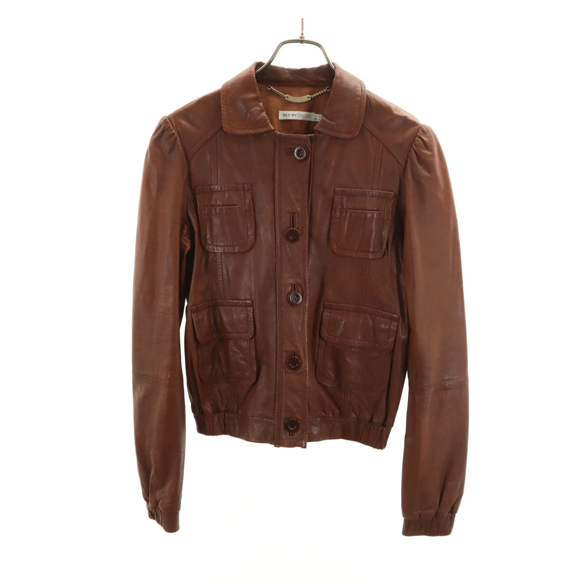 SEE BY CHLOE シーバイクロエ 羊革 レザージャケット 46 ブラウン レディース