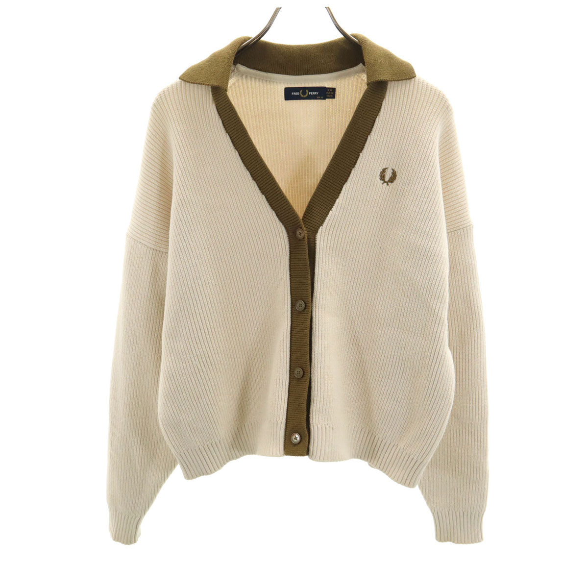 FRED PERRY フレッドペリー 長袖 ニットカーディガン 10 ベージュ レディース