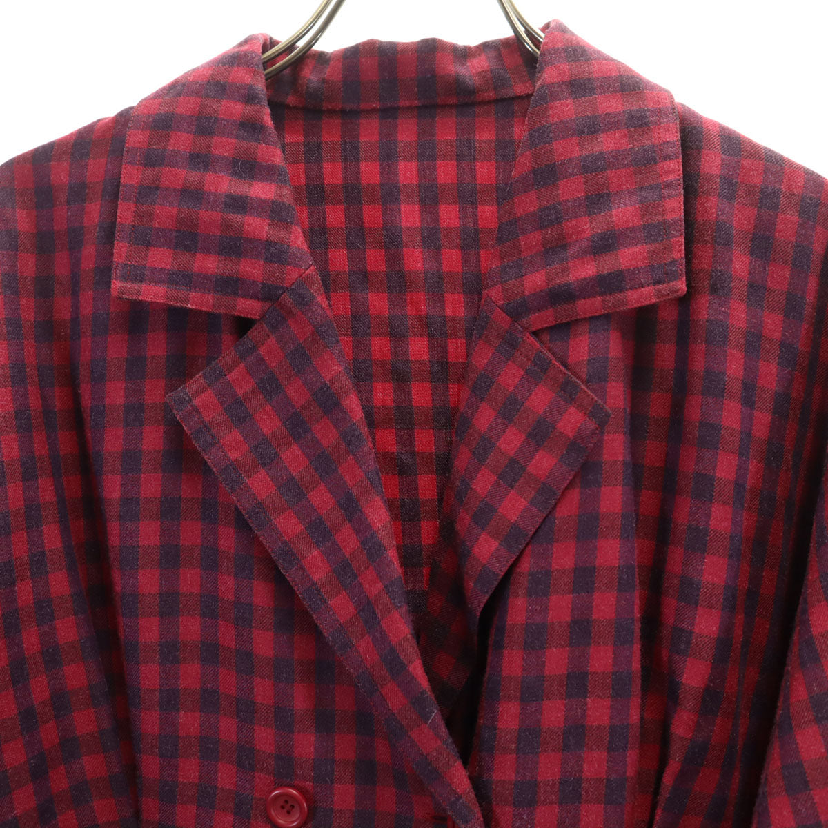 Christian Dior PRET-A-PORTER クリスチャンディオール プレタポルテ 90s オールド チェック柄 ダブルブレスト シャツジャケット L ワインレッド レディース