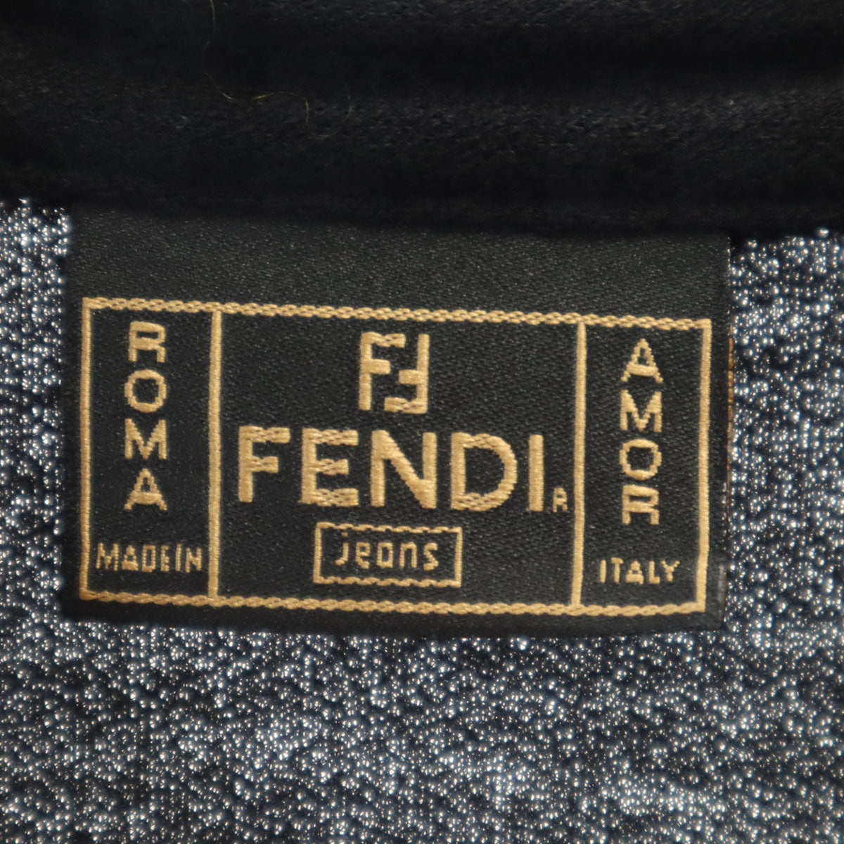 FENDI JEANS フェンディ ジーンズ イタリア製 ズッカ柄 長袖 ポロ ワンピース 44 ブラック レディース