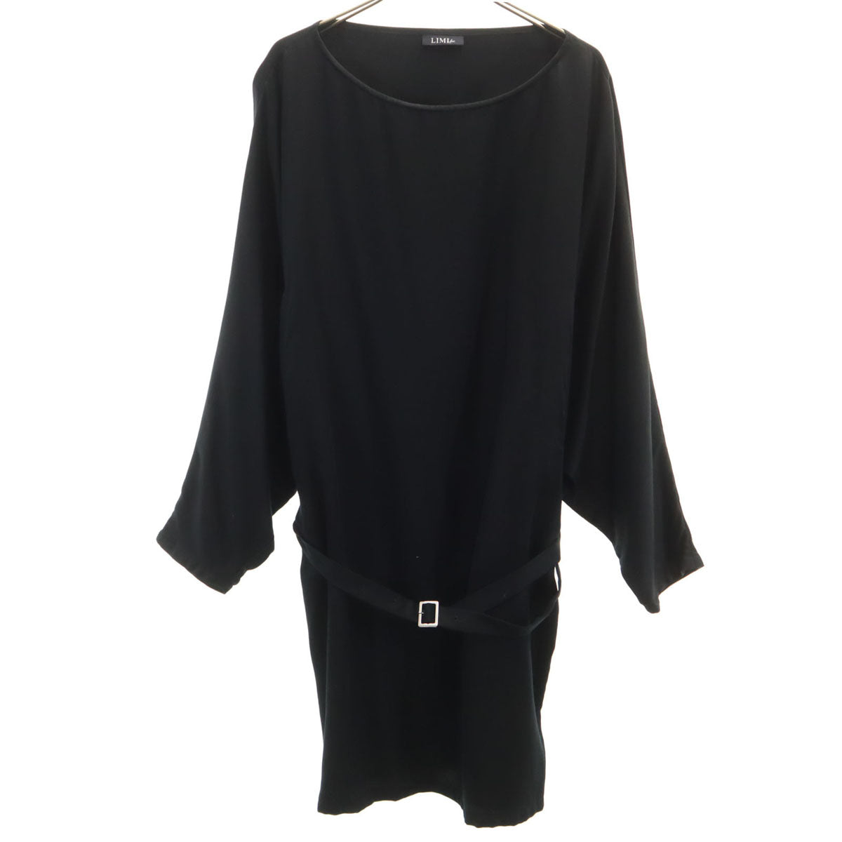 LIMI feu リミフゥ 日本製 長袖 ドルマン ワンピース S ブラック チュニック ヨウジヤマモト レディース