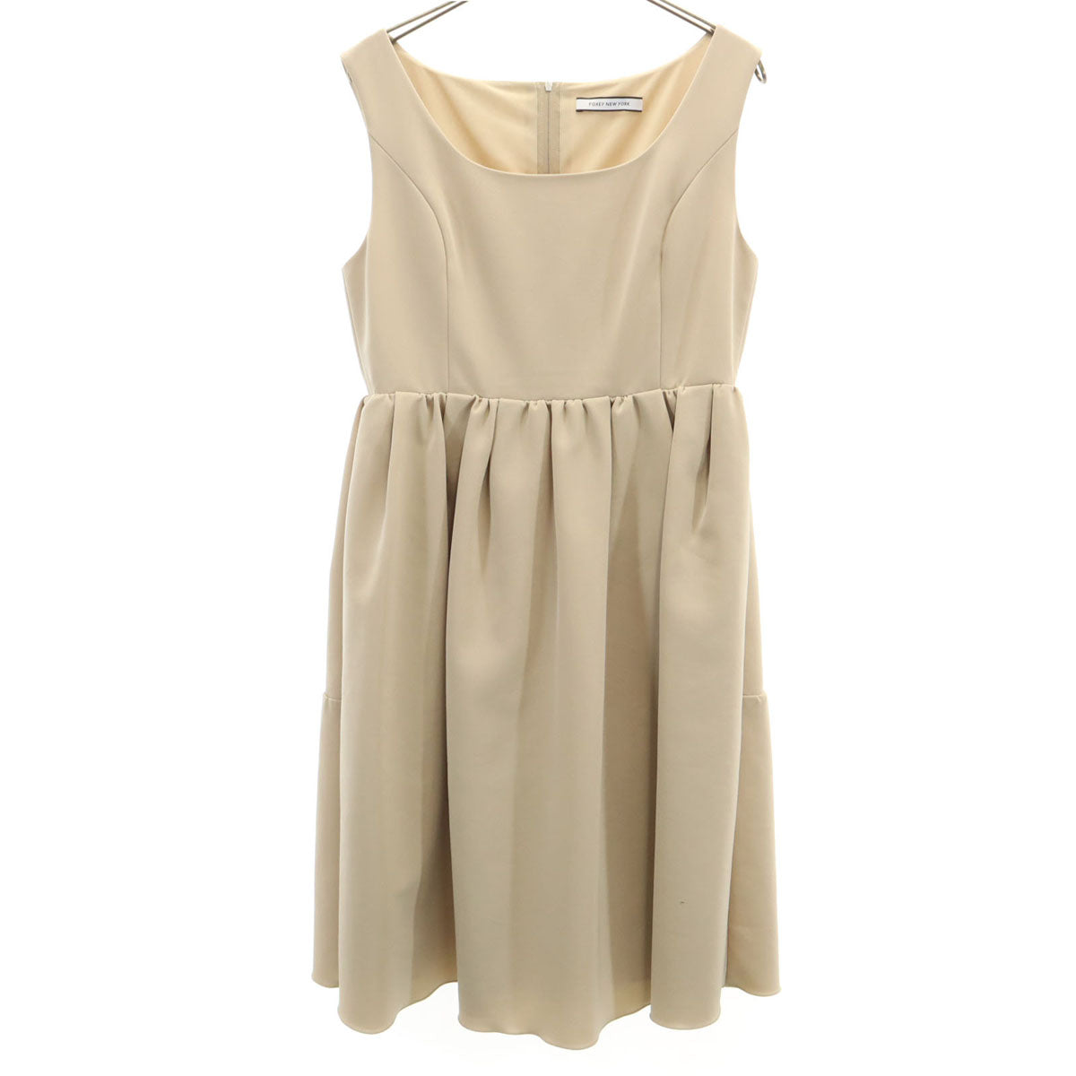 FOXEY NEW YORK フォクシーニューヨーク 日本製 ノースリーブ ワンピース 42 ベージュ レディース