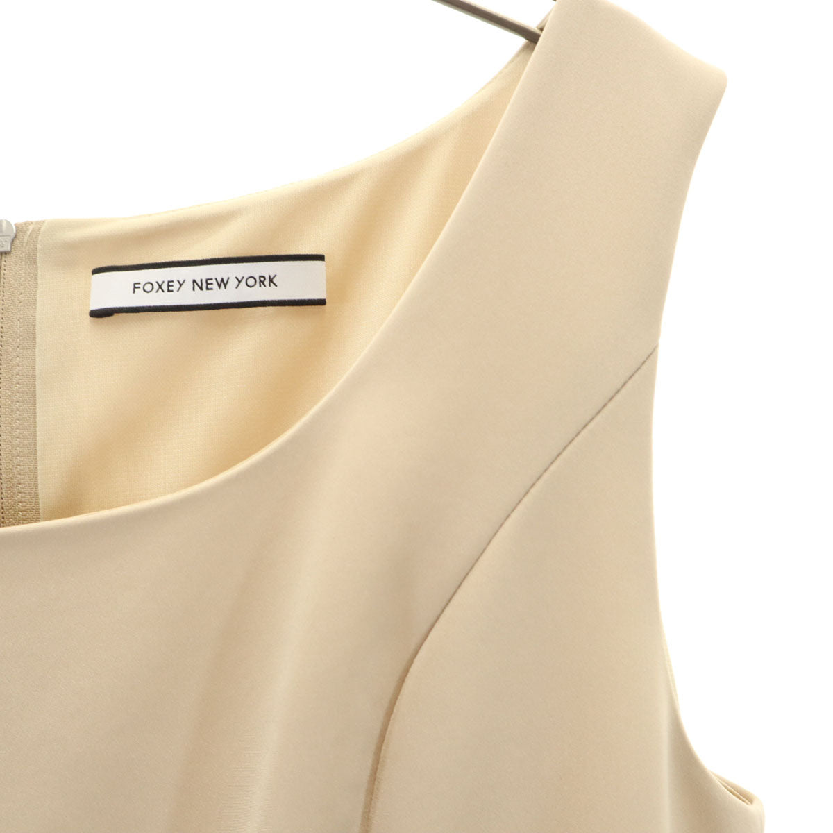 FOXEY NEW YORK フォクシーニューヨーク 日本製 ノースリーブ ワンピース 42 ベージュ レディース