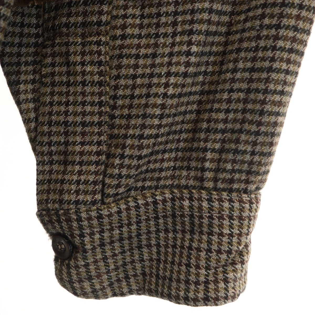 PENDLETON ペンドルトン 60s ヴィンテージ ハウンドトゥース柄 長袖 オープンカラー ウールシャツ L ブラウン 千鳥格子 メンズ
