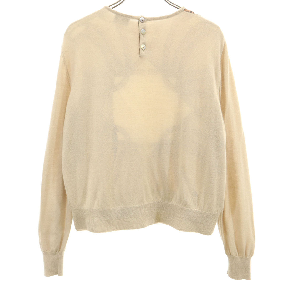 Herno ヘルノ イタリア製 カシミヤ シルクブレンド スカーフ柄 長袖 ニット 40 ベージュ レディース