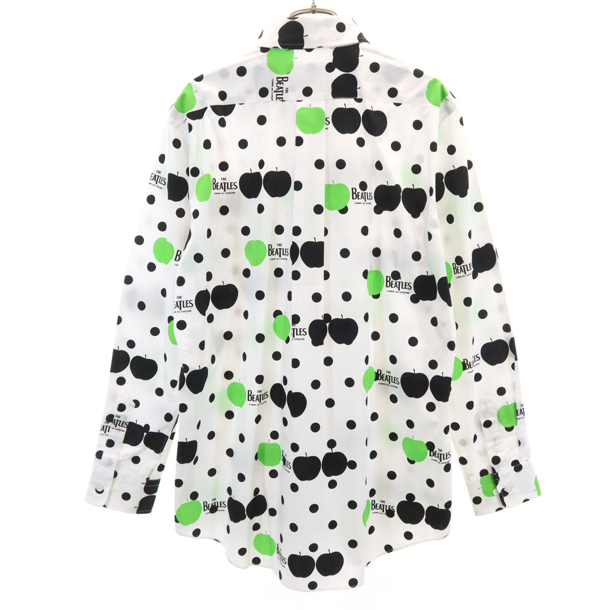 未使用 COMME des GARCONS コムデギャルソン 2015年 THE BEATLES ビートルズ コラボ 日本製 アップルドット柄 長袖 ボタンダウンシャツ L ホワイト メンズ