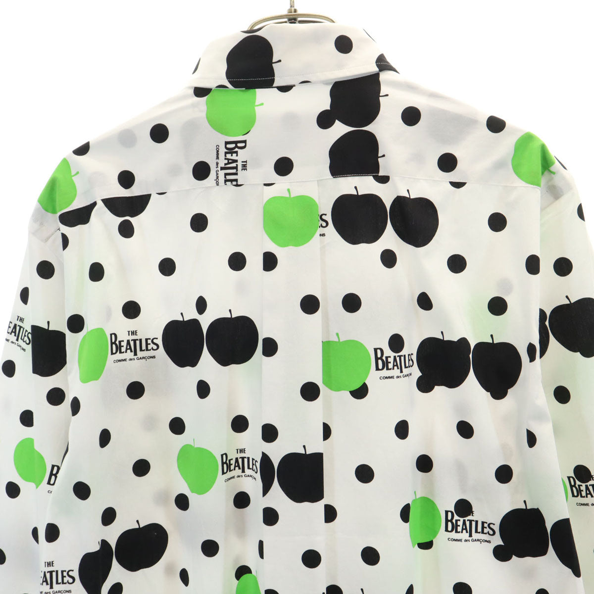 未使用 COMME des GARCONS コムデギャルソン 2015年 THE BEATLES ビートルズ コラボ 日本製 アップルドット柄 長袖 ボタンダウンシャツ L ホワイト メンズ