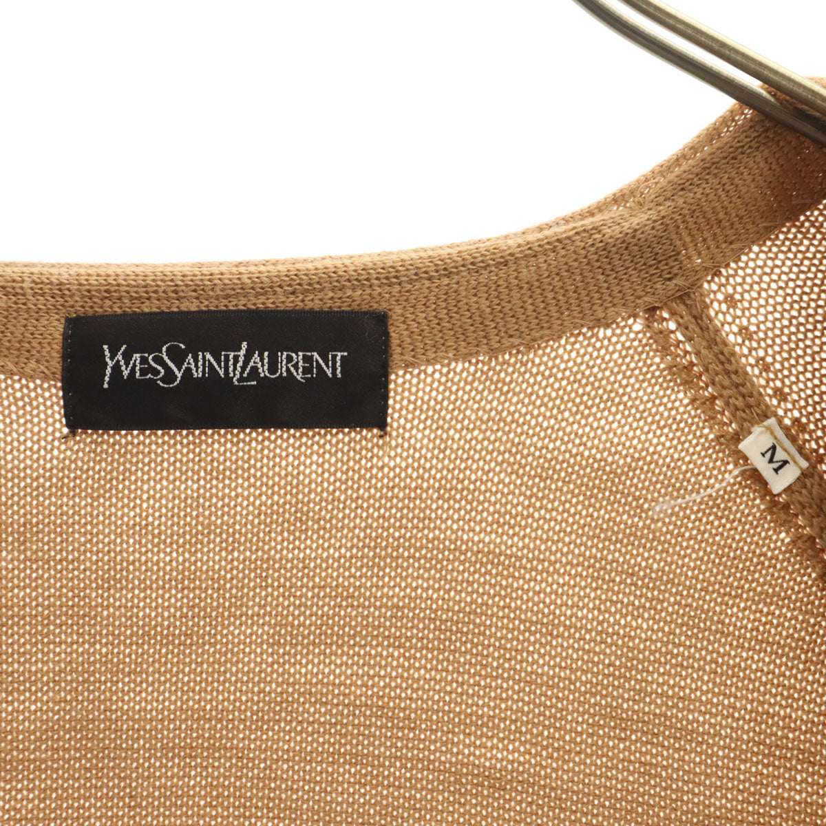 YVES SAINT LAURENT イヴサンローラン 90s オールド 長袖 Vネック ニットカーディガン M ブラウン レディース