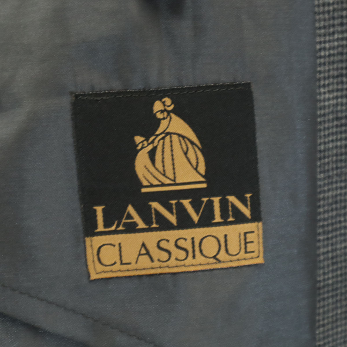 LANVIN CLASSIQUE ランバン クラシック 90s オールド チェック柄 テーラードジャケット 48-35 グレー メンズ