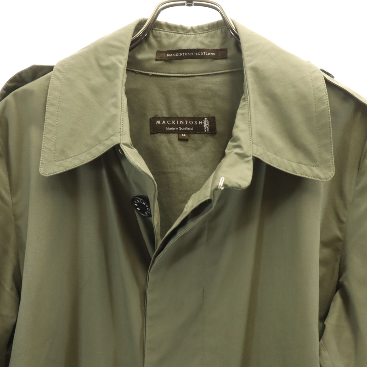 Mackintosh マッキントッシュ スコットランド製 ステンカラーコート 38 オリーブ系 スプリング レディース