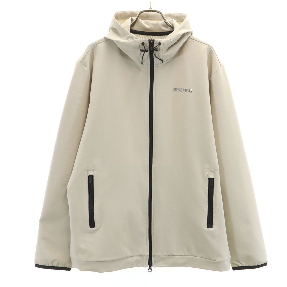 美品 BRIEFING ブリーフィング ゴルフ ストーム ジップパーカー L グレージュ メンズ